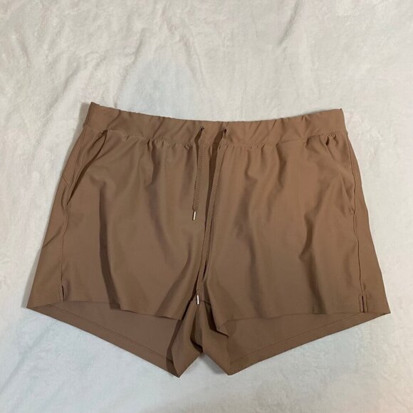 Old Navy Active Powersoft high-rise go dry tan beige oatmeal pull on shorts - Picture 1 of 9